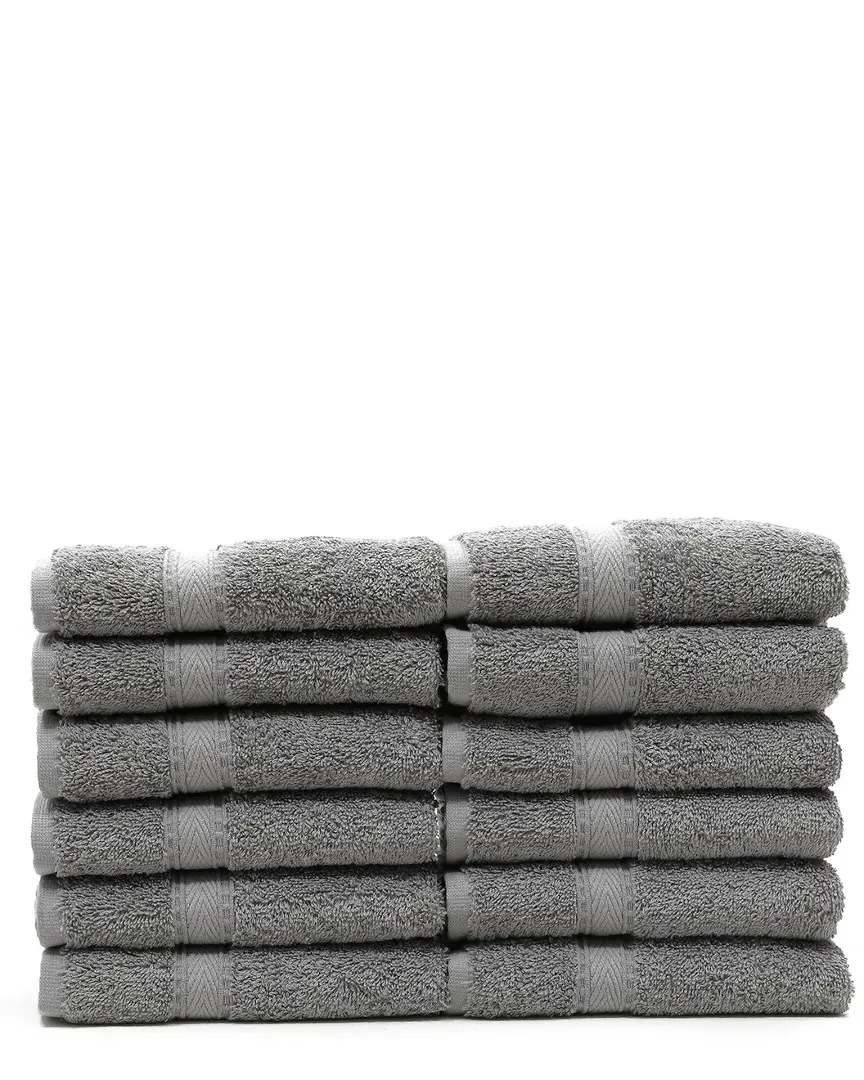 Sinemis Terry Washcloths Set of 12 - Dark Grey, Cotton