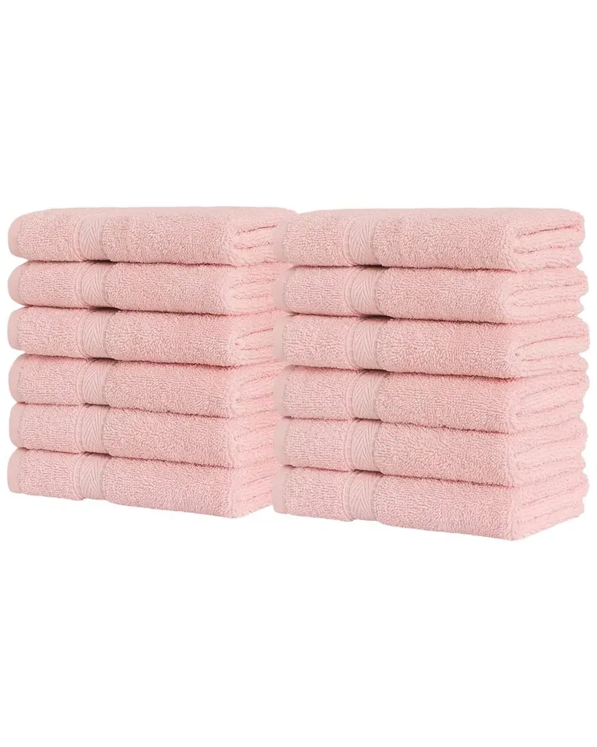 Sinemis Terry Washcloths Set of 12 - Pink, Turkish Cotton