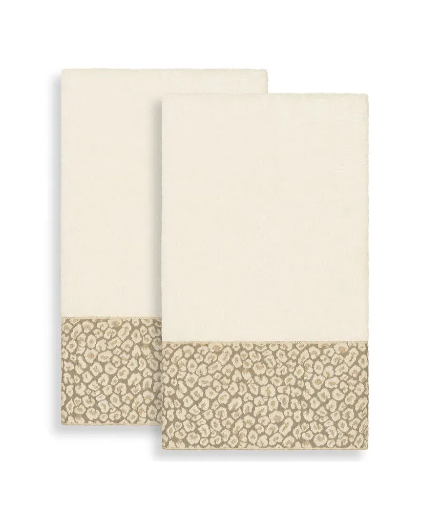 Spots 2pc Embellished Bath Towel Set - Cream, Turkish Cotton
