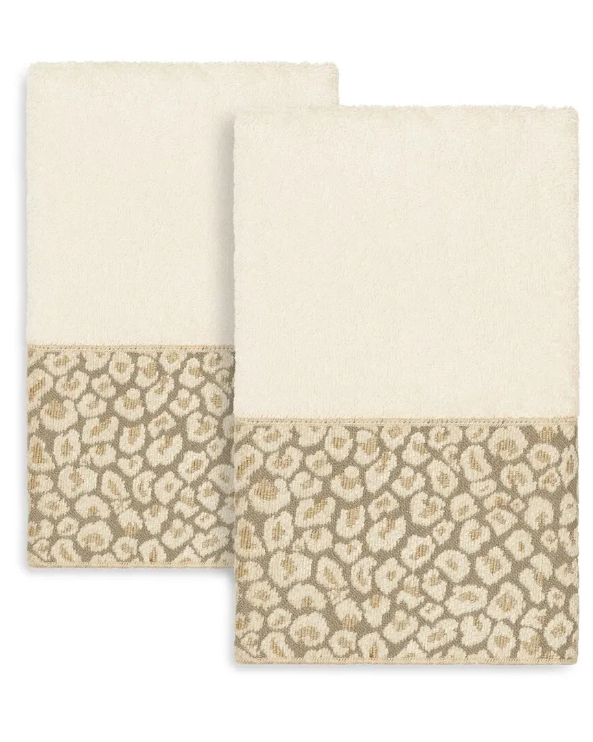 Spots 2pc Embellished Hand Towel Set - Cream, Turkish Cotton