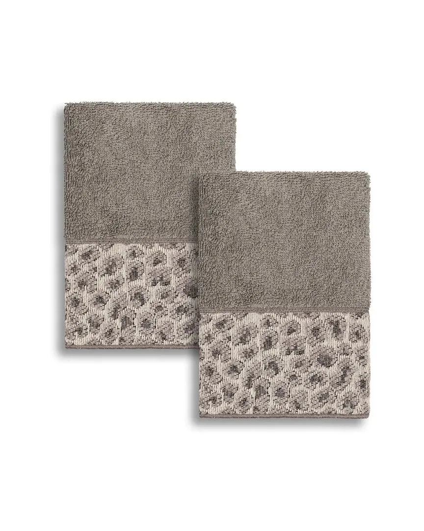 Spots 2pc Embellished Washcloth Set - Dark Grey, Turkish Cotton