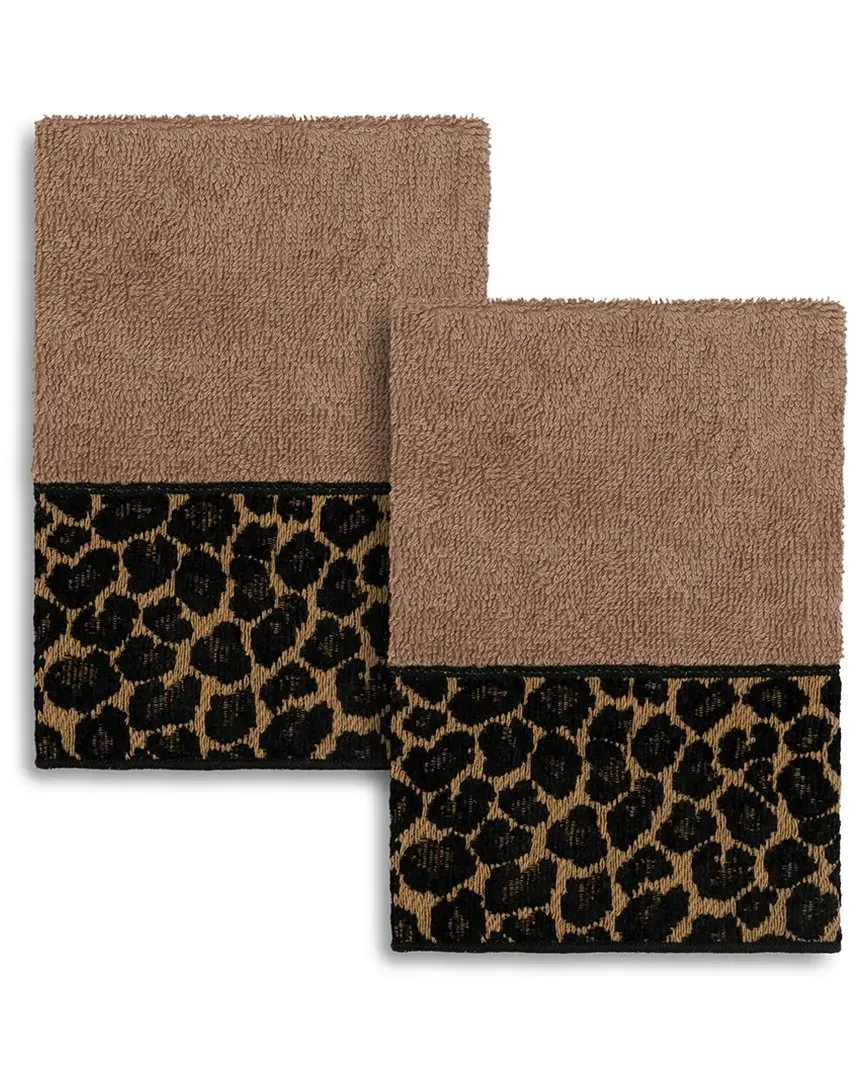 Spots 2pc Embellished Washcloth Set - Latte, Turkish Cotton