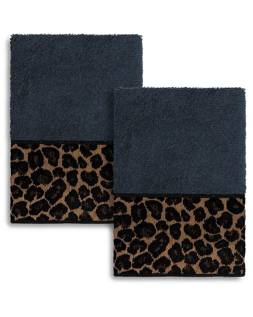 Spots 2pc Embellished Washcloth Set - Navy, Turkish Cotton