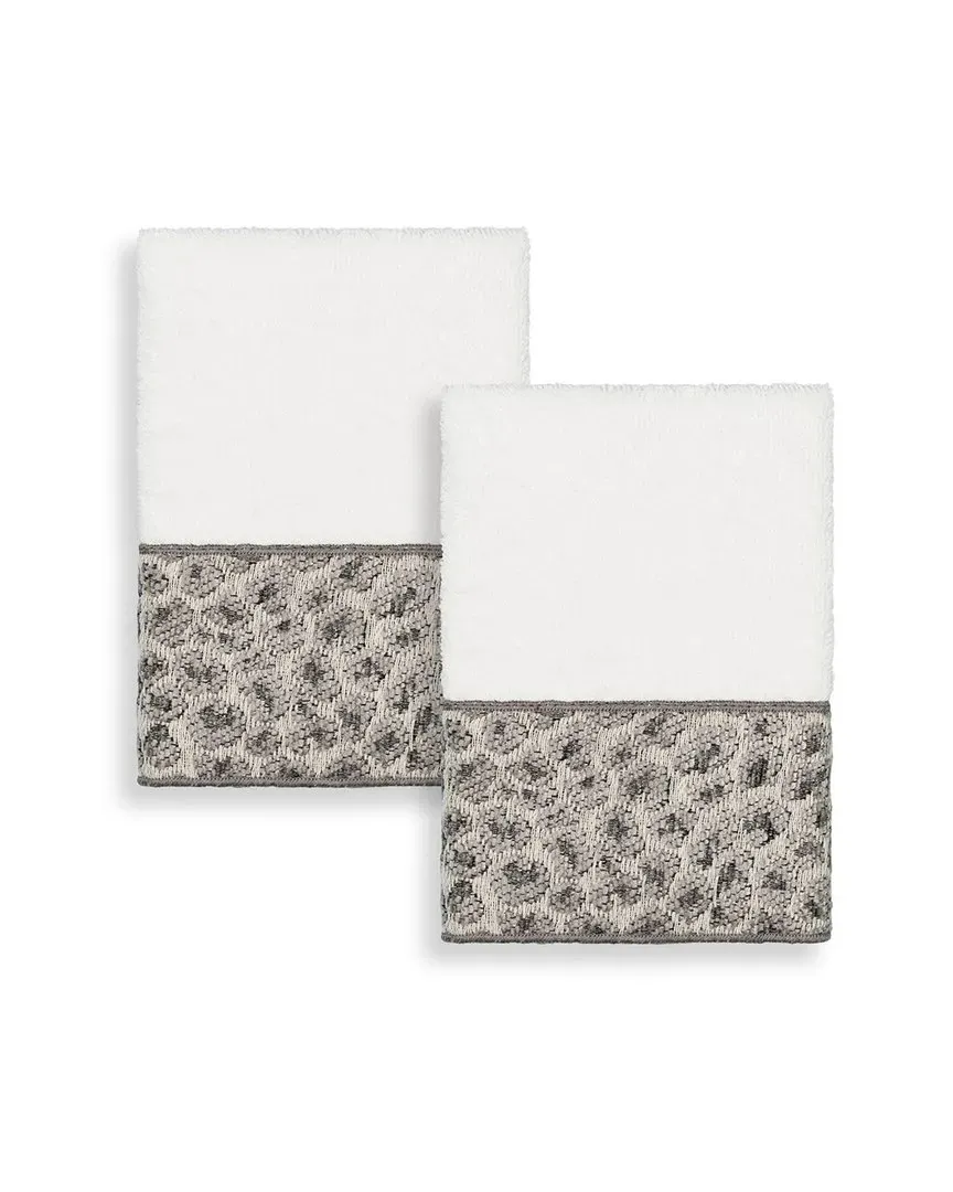 Spots 2pc Embellished Washcloth Set - White, Turkish Cotton