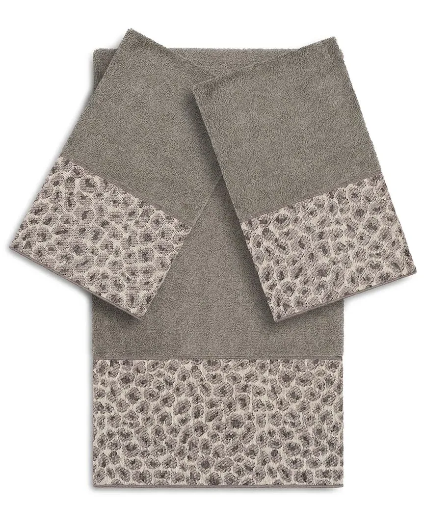 Spots 3-Piece Embellished Towel Set - Dark Grey, Turkish Cotton