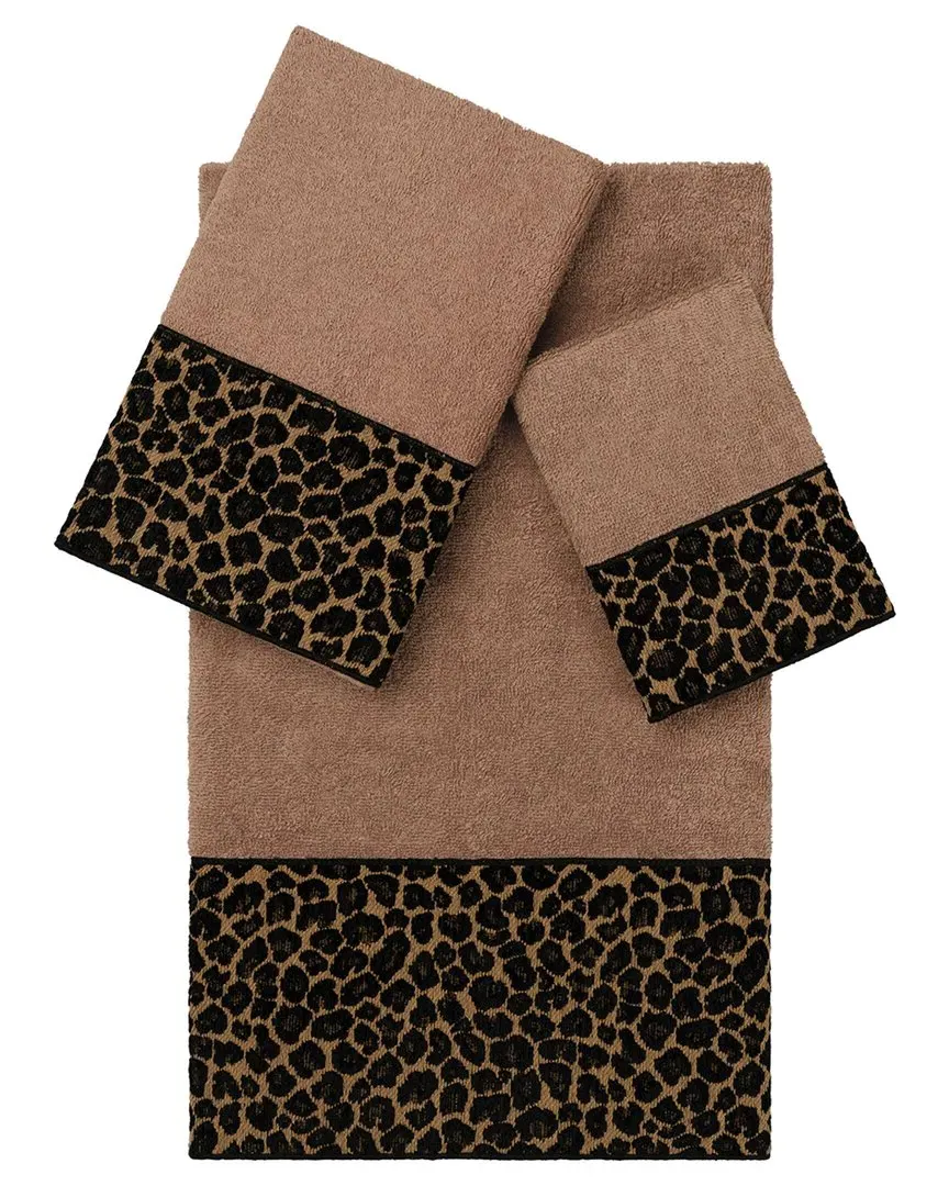 Spots 3-Piece Embellished Towel Set - Latte, Turkish Cotton