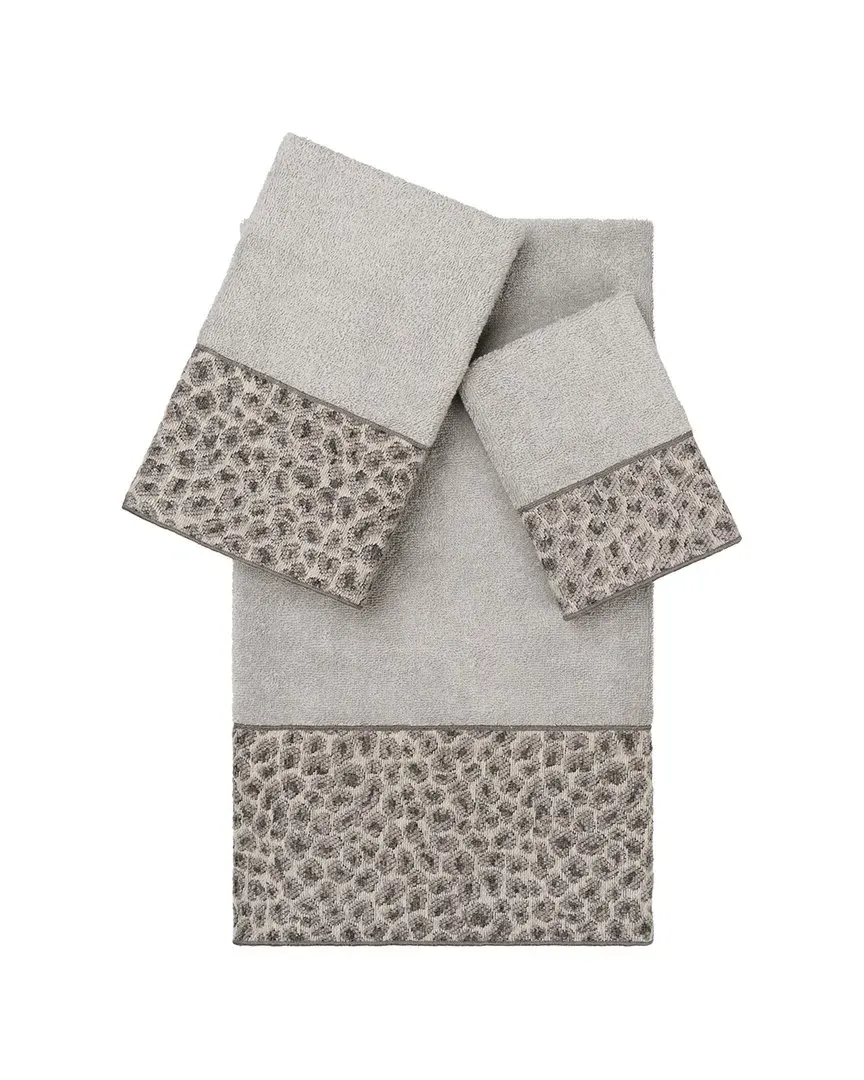 Spots 3-Piece Embellished Towel Set - Light Grey, Turkish Cotton