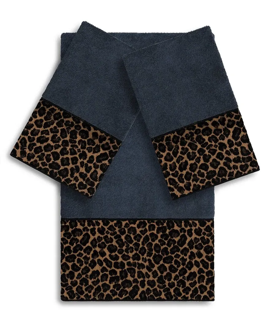 Spots 3-Piece Embellished Towel Set - Navy, Turkish Cotton