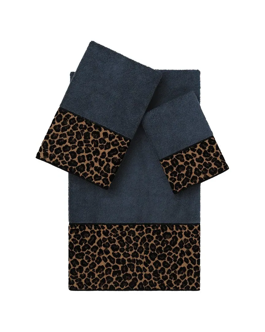 Spots 3-Piece Embellished Towel Set - Navy, Turkish Cotton