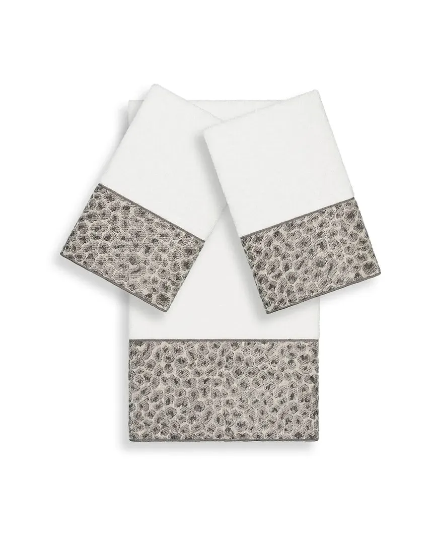 Spots 3-Piece Embellished Towel Set - White, Turkish Cotton