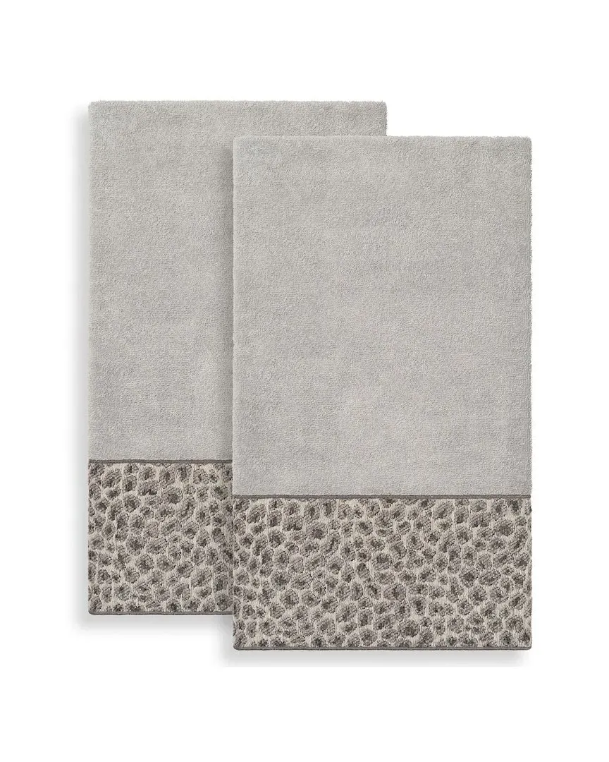 Spots Embellished 2pc Bath Towel Set - Light Grey, Turkish Cotton