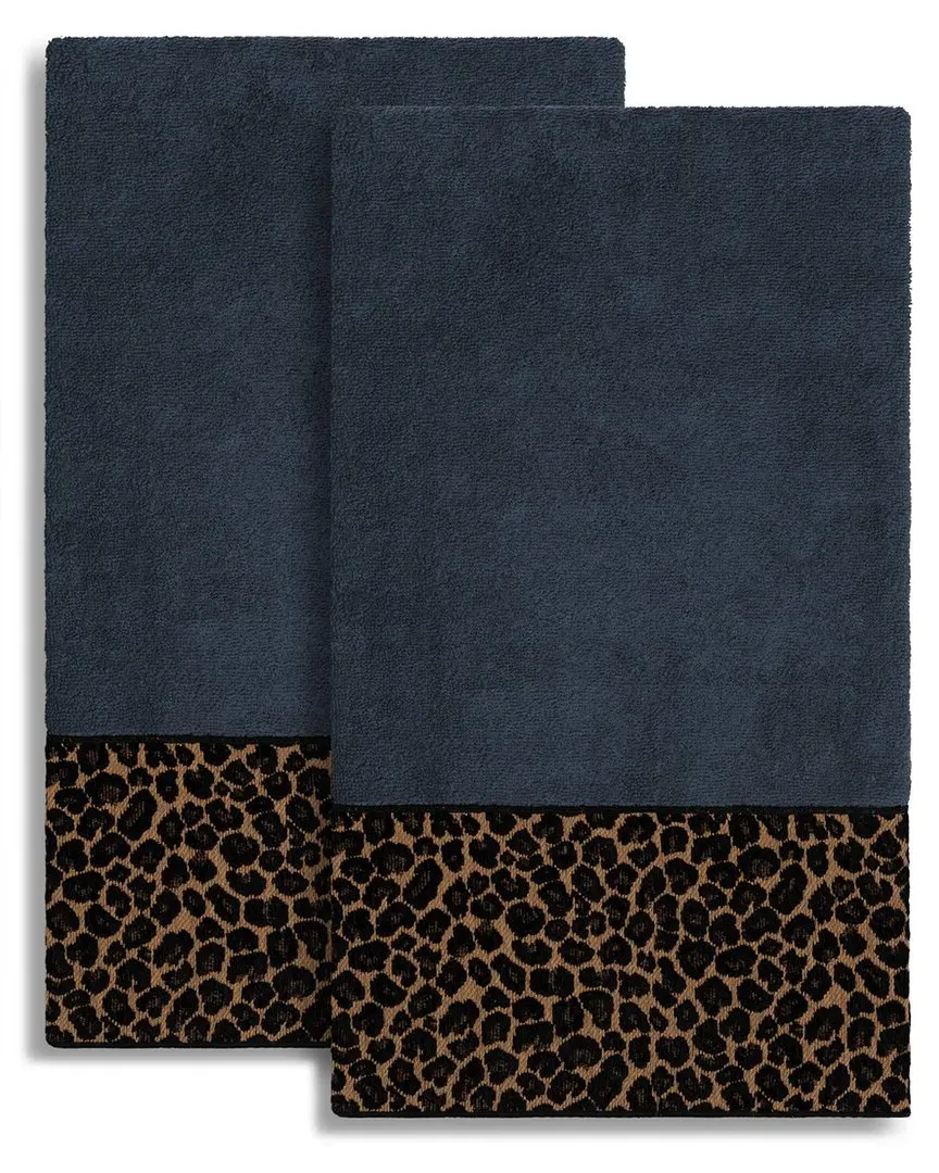 Spots Embellished 2pc Bath Towel Set - Navy, Turkish Cotton