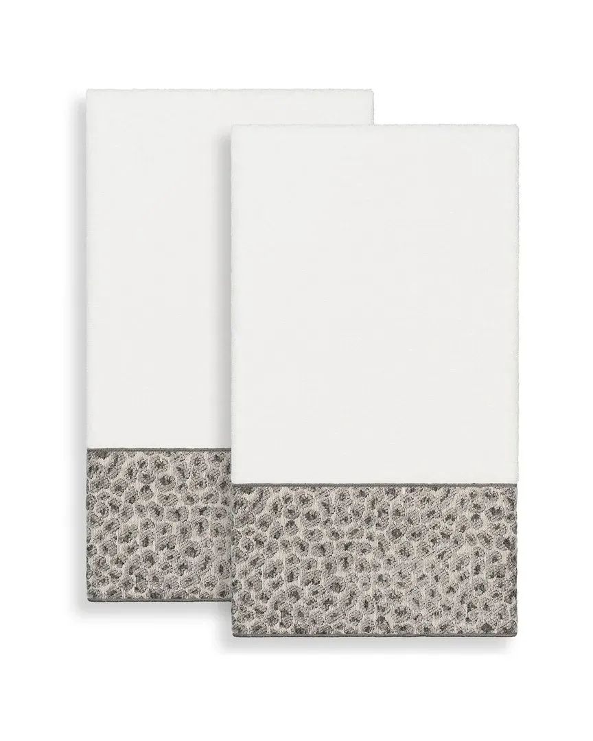 Spots Embellished 2pc Bath Towel Set - White, Turkish Cotton