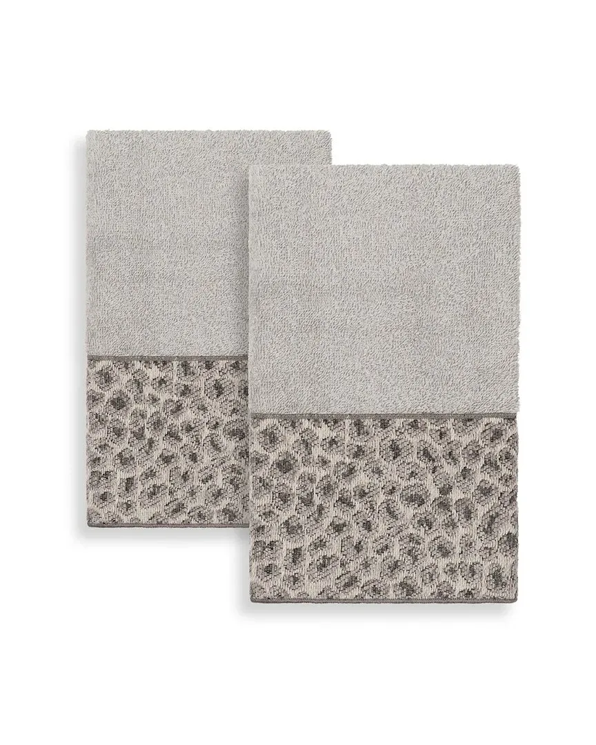 Spots Embellished 2pc Hand Towel Set - Light Grey, Turkish Cotton