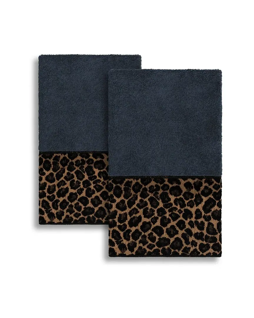 Spots Embellished 2pc Hand Towel Set - Navy, Turkish Cotton