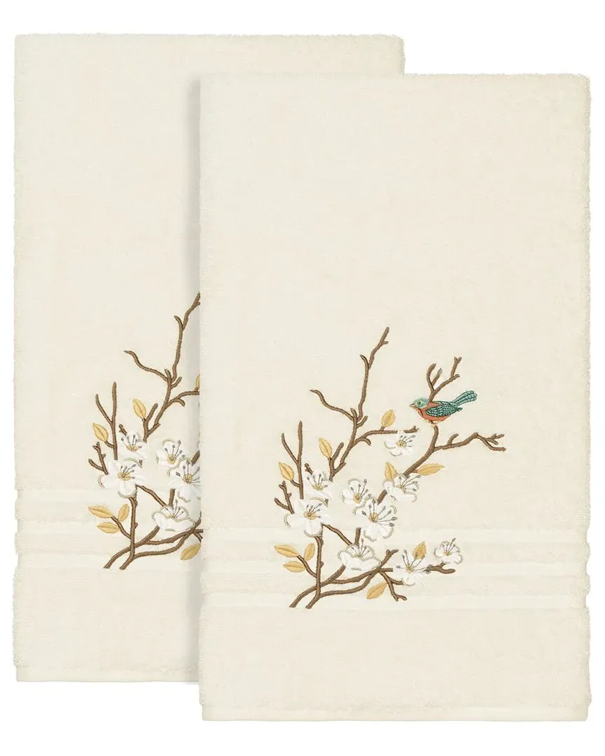 Spring Time 2Pc Embellished Bath Towel Set - Cream, Cotton