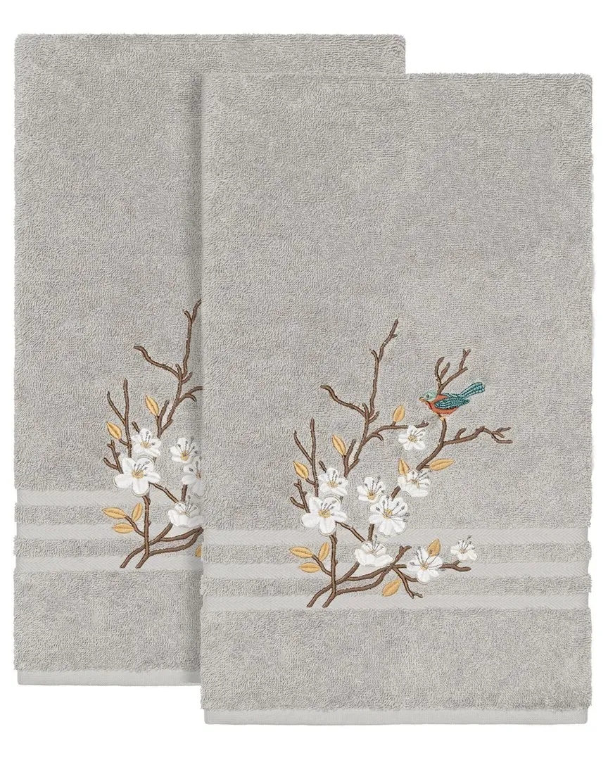 Spring Time 2Pc Embellished Bath Towel Set - Grey, Cotton