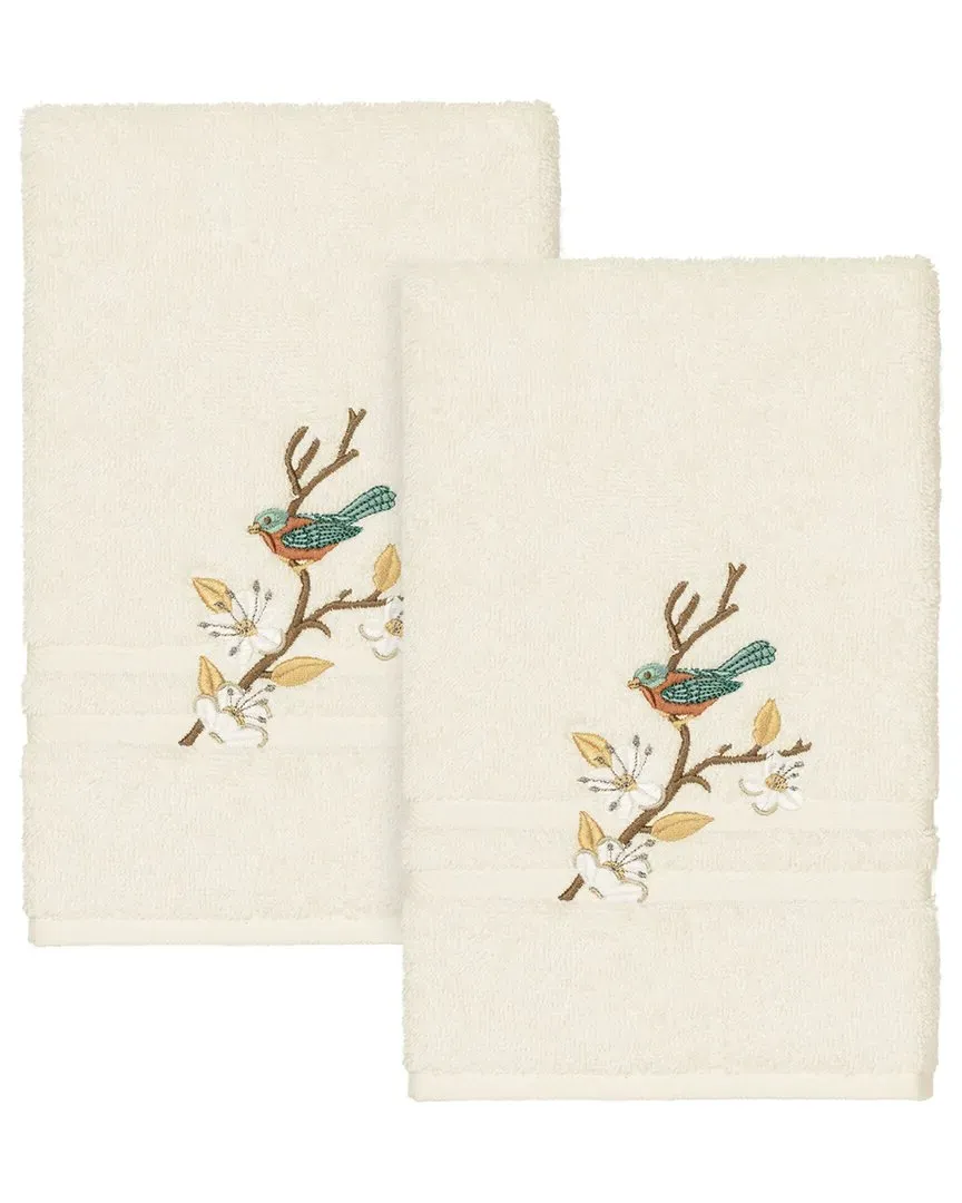 Spring Time 2Pc Embellished Hand Towel Set - Cream, Cotton