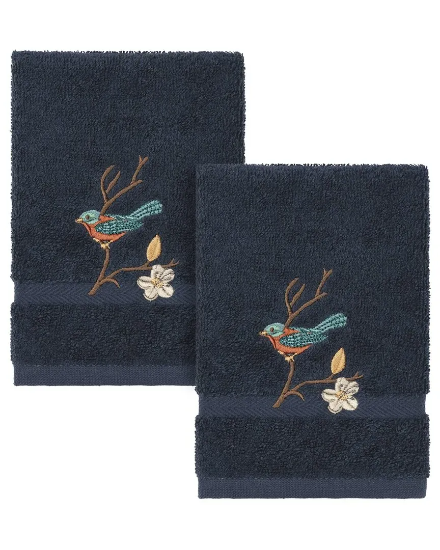 Spring Time 2Pc Embellished Washcloth Set - Blue, Cotton