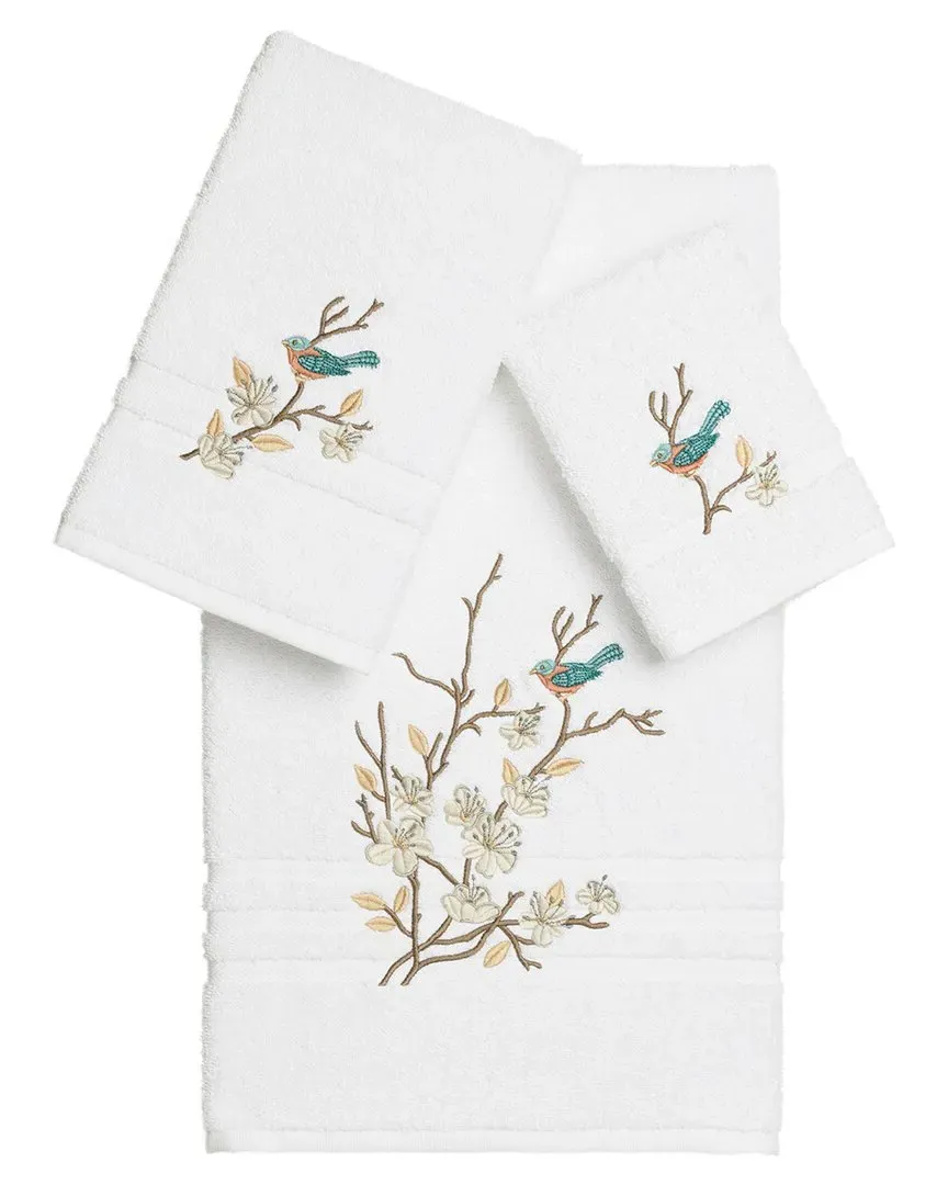 Spring Time 3Pc Embellished Towel Set - White, Cotton