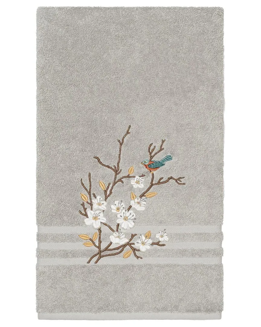 Spring Time Embellished Bath Towel - Grey, Cotton