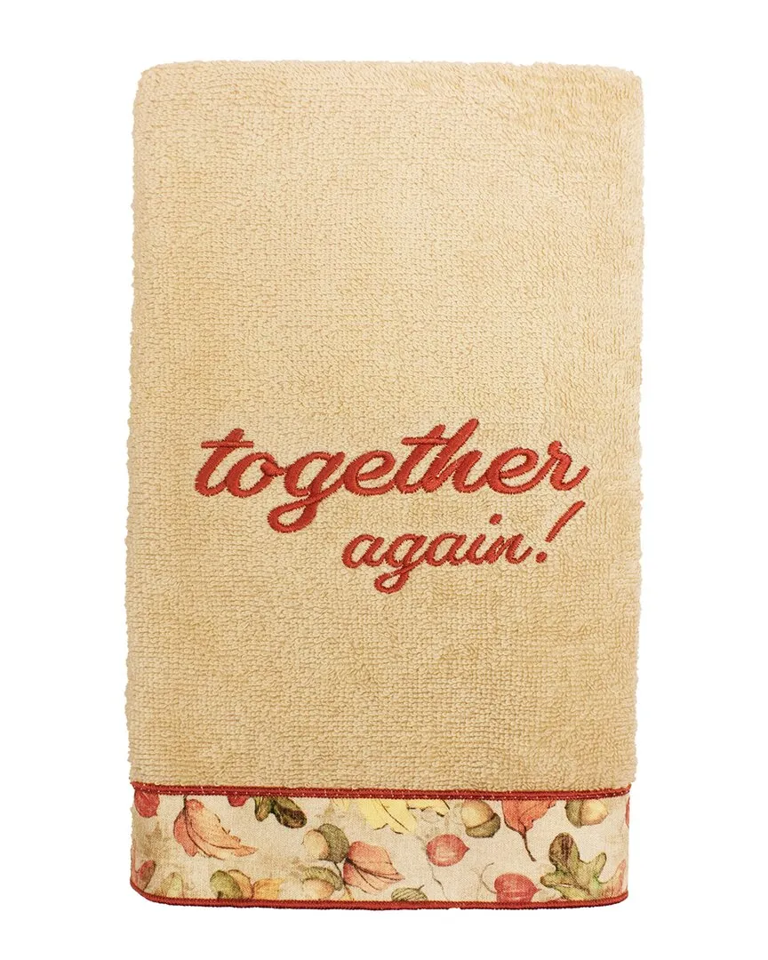 Thanksgiving Together Again Embroidered Hand Towel - Sand, Turkish Cotton image