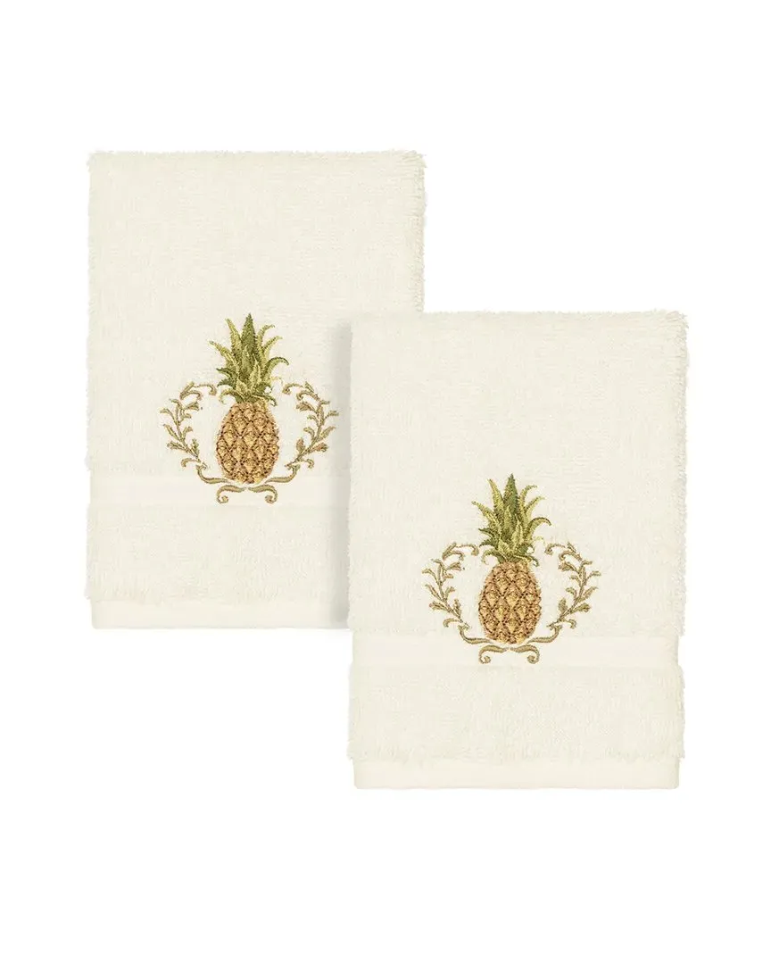 Welcome 2pc Embellished Washcloth Set - Cream, Turkish Cotton image