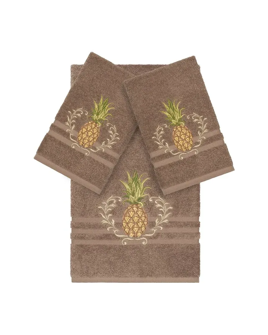 Welcome 3-Piece Embellished Towel Set - Latte, Turkish Cotton