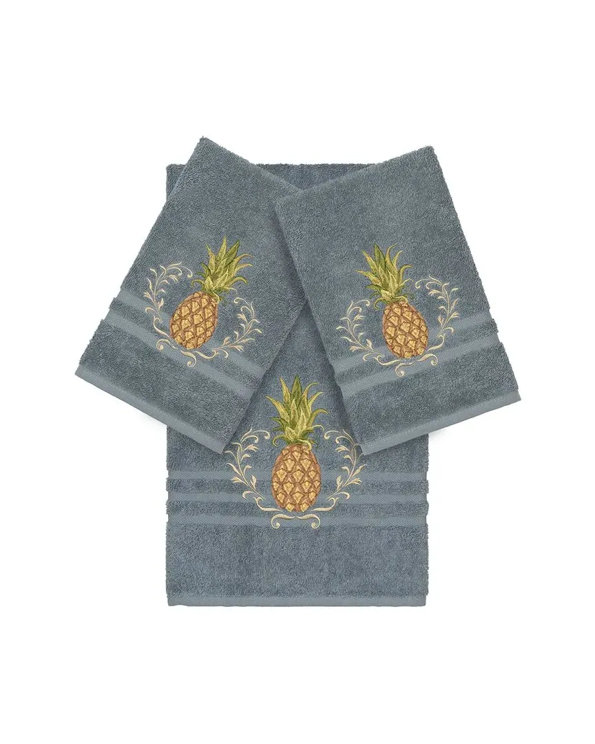 Welcome 3-Piece Embellished Towel Set - Teal, Turkish Cotton