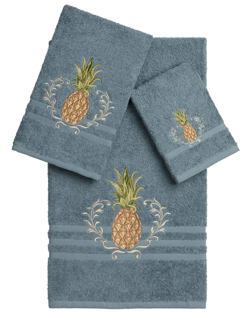 Welcome 3-Piece Embellished Towel Set - Teal, Turkish Cotton