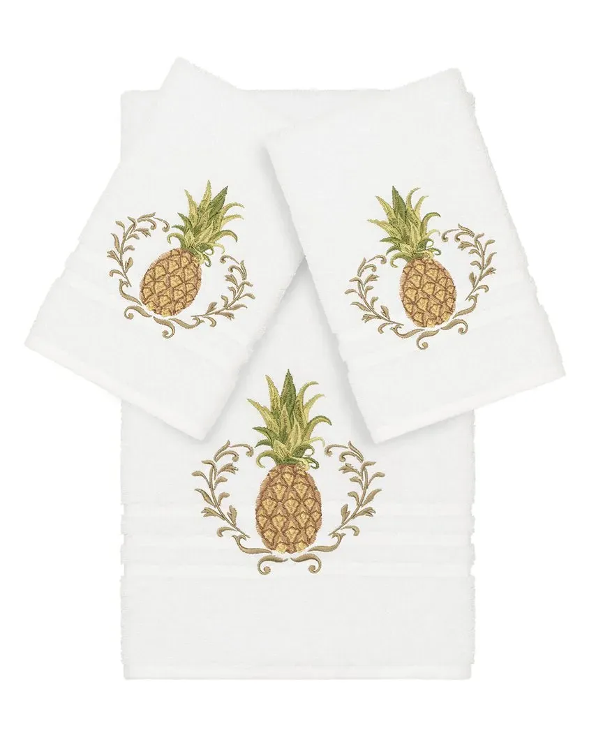 Welcome 3-Piece Embellished Towel Set - White, Turkish Cotton