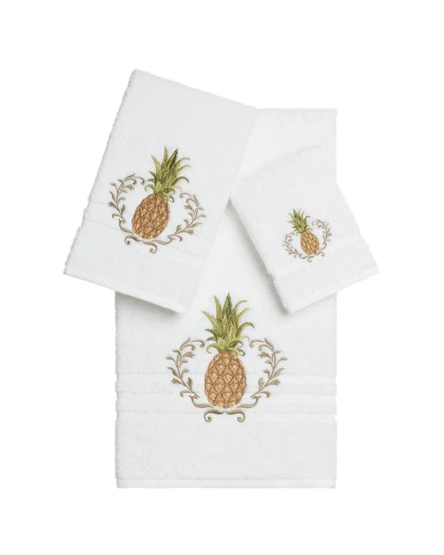 Welcome 3-Piece Embellished Towel Set - White, Turkish Cotton