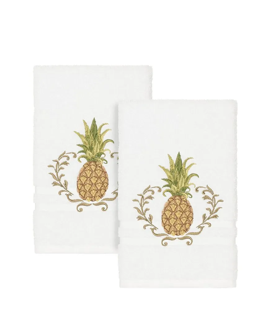 Welcome Embellished 2pc Hand Towel Set - White, Turkish Cotton