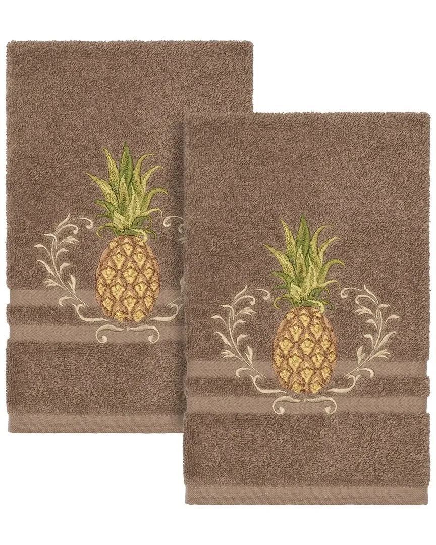 Welcome Embellished Hand Towel Set - Latte, Turkish Cotton