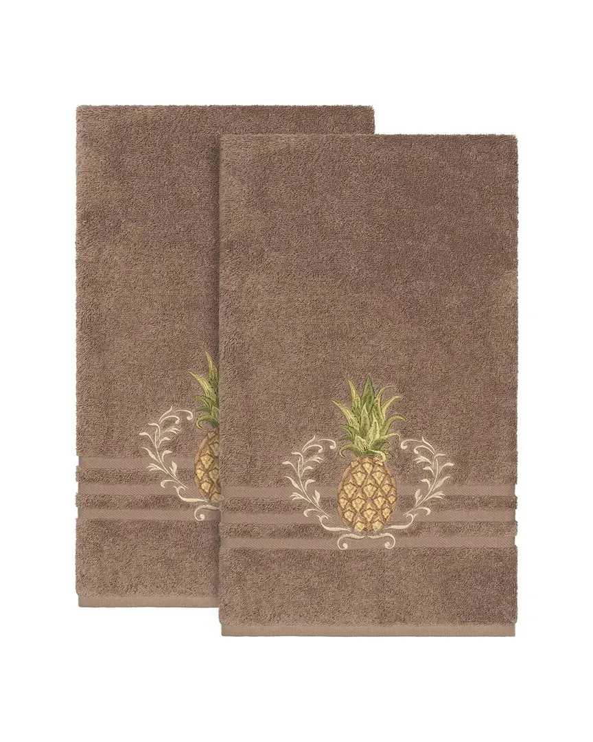 Welcome Turkish Cotton 2pc Embellished Bath Towel Set - Latte