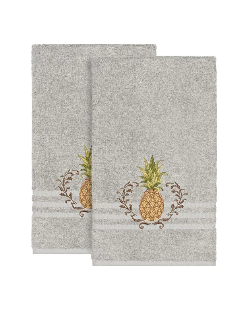 Welcome Turkish Cotton 2pc Embellished Bath Towel Set - Light Grey