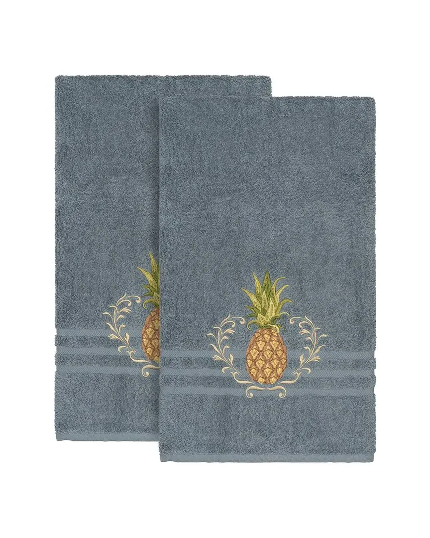 Welcome Turkish Cotton 2pc Embellished Bath Towel Set - Teal