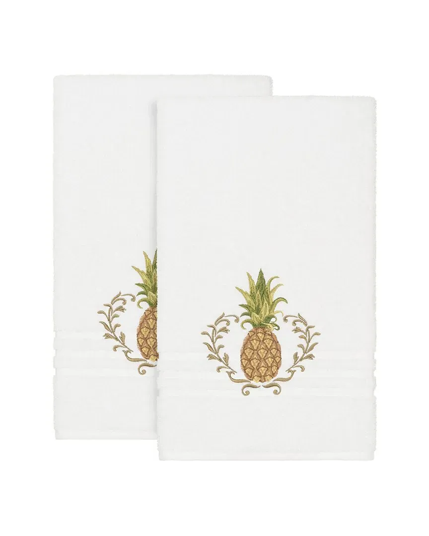 Welcome Turkish Cotton 2pc Embellished Bath Towel Set - White