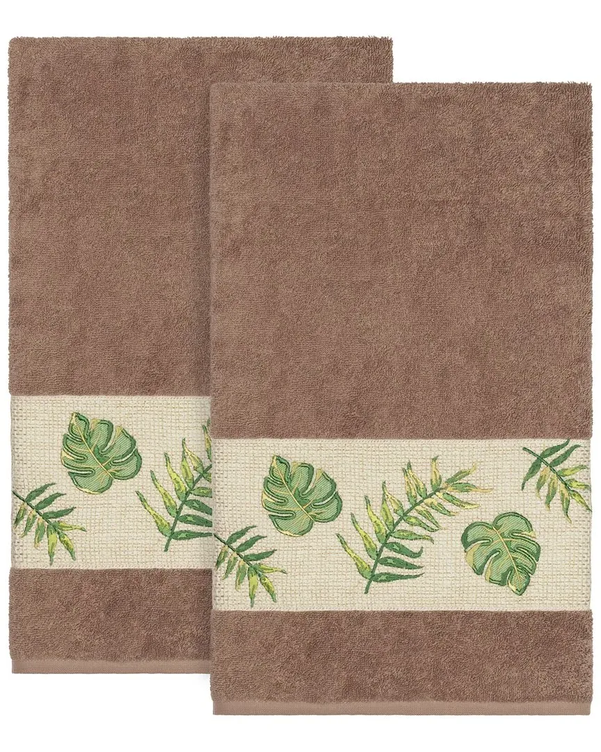 Zoe 2pc Embellished Bath Towel Set - Latte, Turkish Cotton