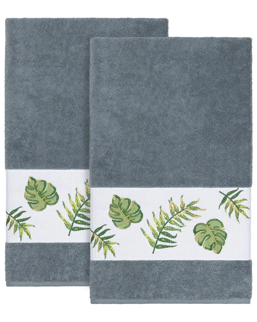 Zoe 2pc Embellished Bath Towel Set - Teal, Turkish Cotton