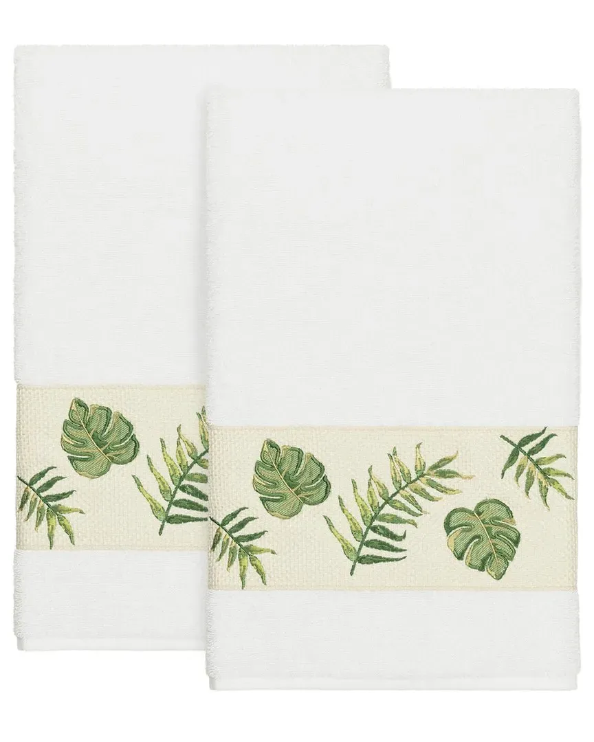 Zoe 2pc Embellished Bath Towel Set - White, Turkish Cotton