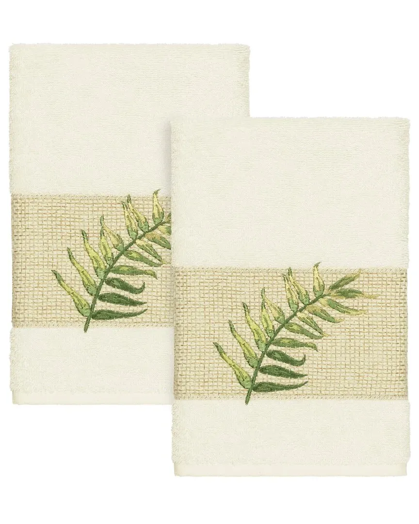 Zoe 2pc Embellished Hand Towel Set - Cream, Turkish Cotton