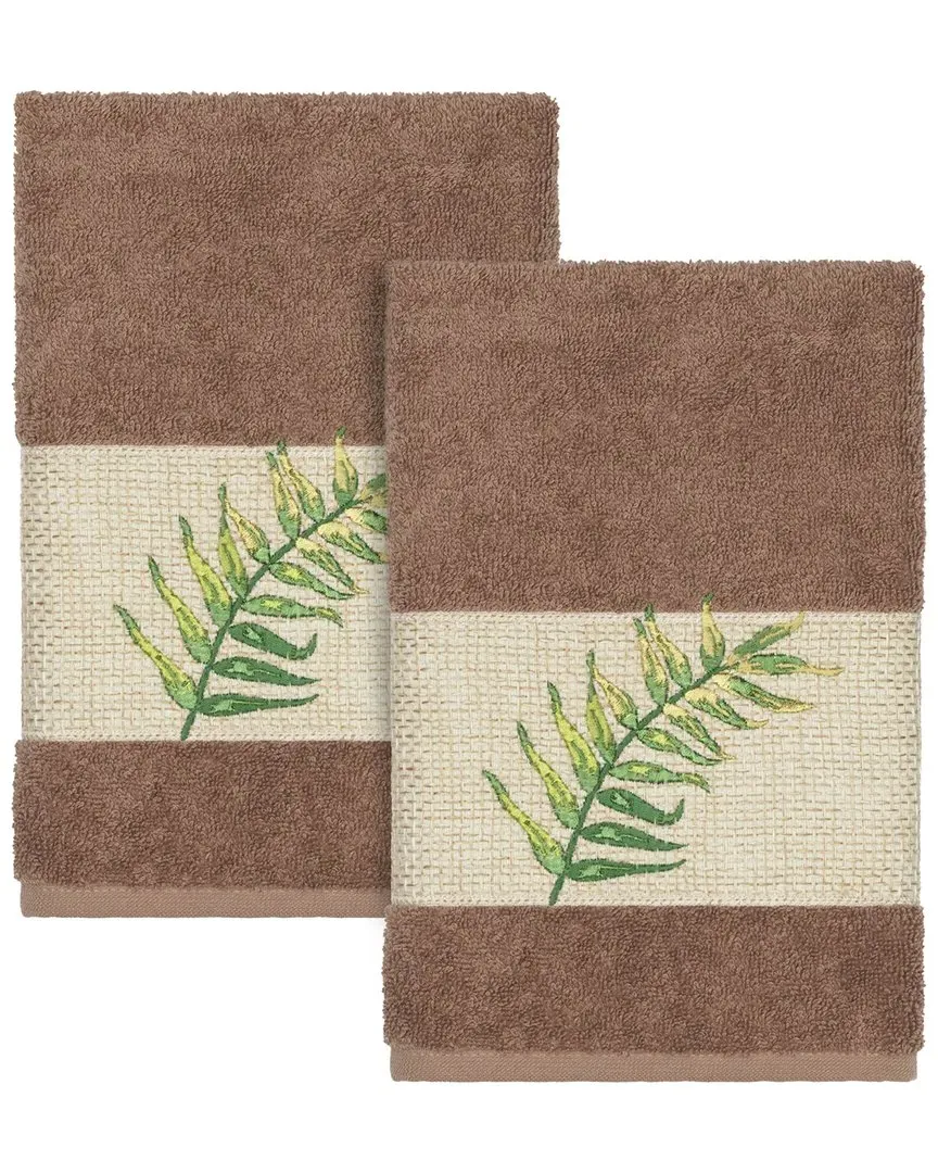 Zoe 2pc Embellished Hand Towel Set - Latte, Turkish Cotton