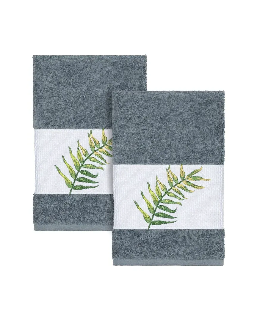 Zoe 2pc Embellished Hand Towel Set - Teal, Turkish Cotton