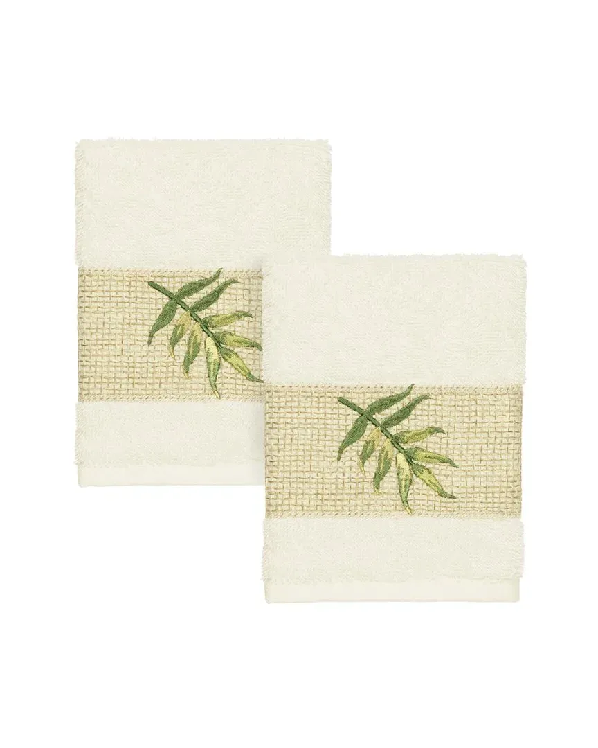 Zoe 2pc Embellished Washcloth Set - Cream, Turkish Cotton image