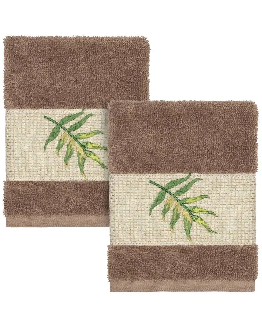 Zoe 2pc Embellished Washcloth Set - Latte, Turkish Cotton