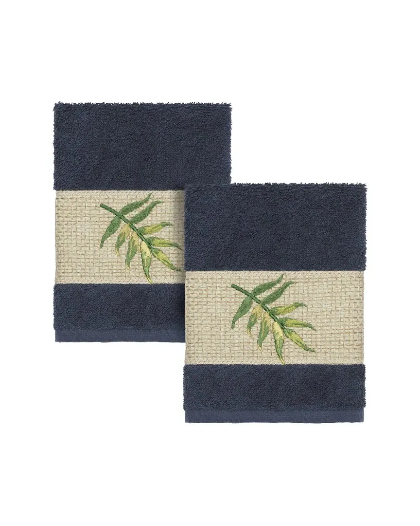 Zoe 2pc Embellished Washcloth Set - Navy, Turkish Cotton