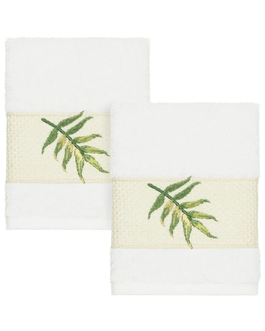 Zoe 2pc Embellished Washcloth Set - White, Turkish Cotton