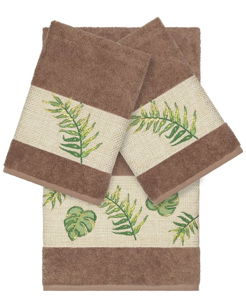 Zoe 3-Piece Embellished Towel Set - Latte, Turkish Cotton