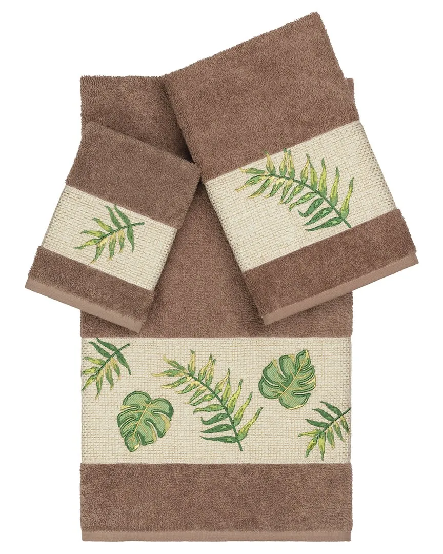Zoe 3-Piece Embellished Towel Set - Latte, Turkish Cotton image